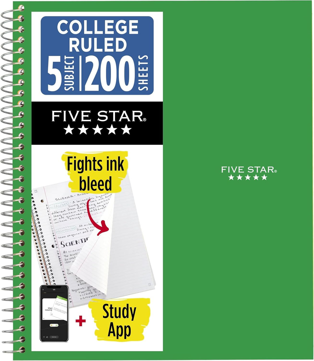 Five Star Spiral Notebook + Study App, 5 Subject, College Ruled Paper, 8-1/2" x 11", 200 Sheets, Fights Ink Bleed, Water Resistant Cover, Amethyst Purple (38748) - Image 12