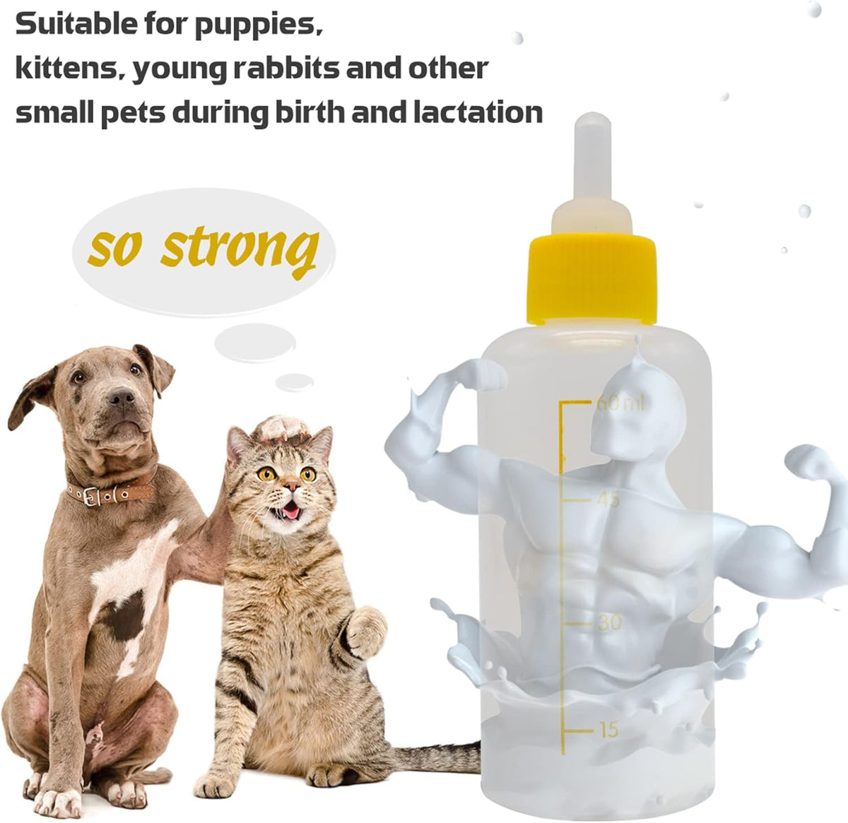 Puppy Kitten Bottle for Nursing, Newborn Baby Dog Cat Rabbit Feeding Bottles with Nipples Feeder Kit - Image 3