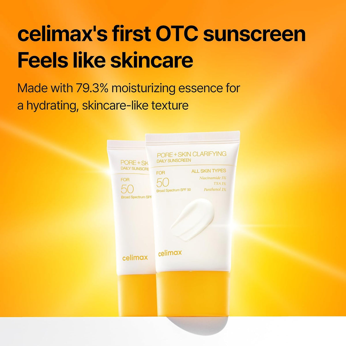 Lightweight essence texture of Celimax daily sunblock on skin demonstrating no white cast