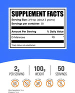 BulkSupplements D-Mannose powder serving size label