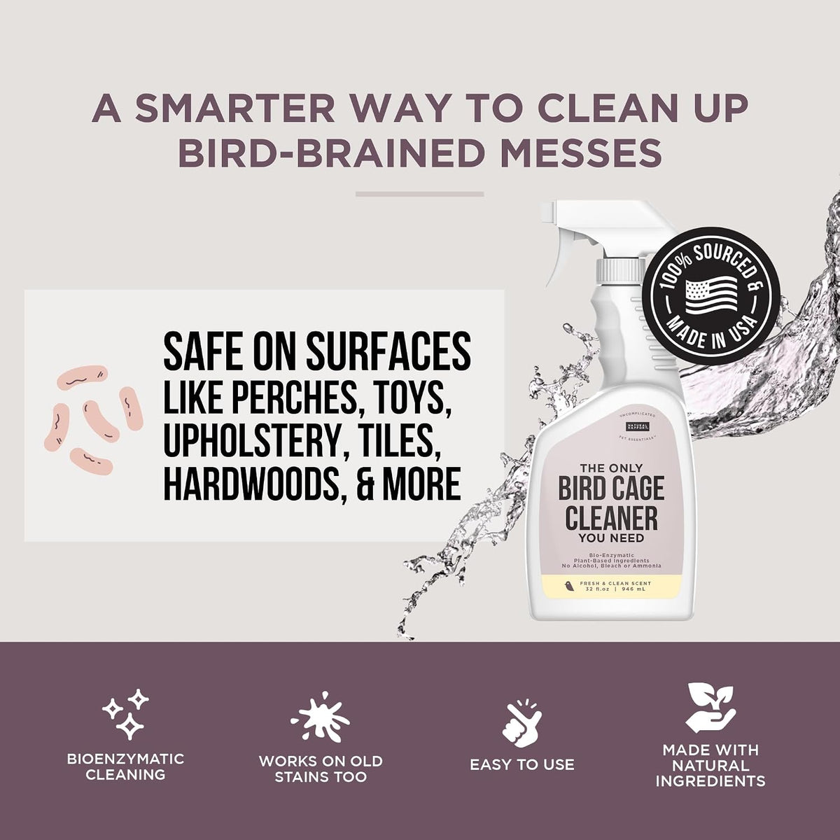 Authentic USA imported bird safe cage cleaner formula