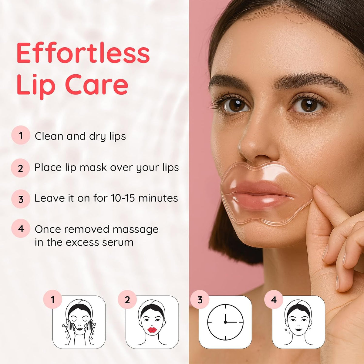Close-up of Bloomora aloe vera lip mask patch designed for deep hydration and soothing care.
