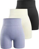 YNNTHY Women's Biker Shorts Workout Gym Ribbed High Waisted Spandex Yoga Shorts 3 Pack - Image 15