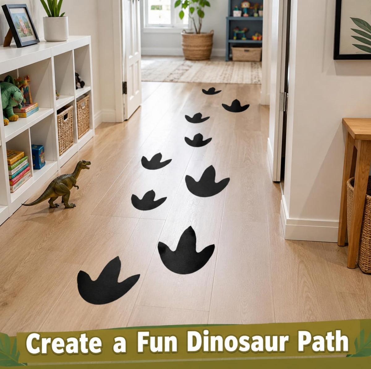 Removable vinyl dinosaur decor applied neatly onto glass window surface