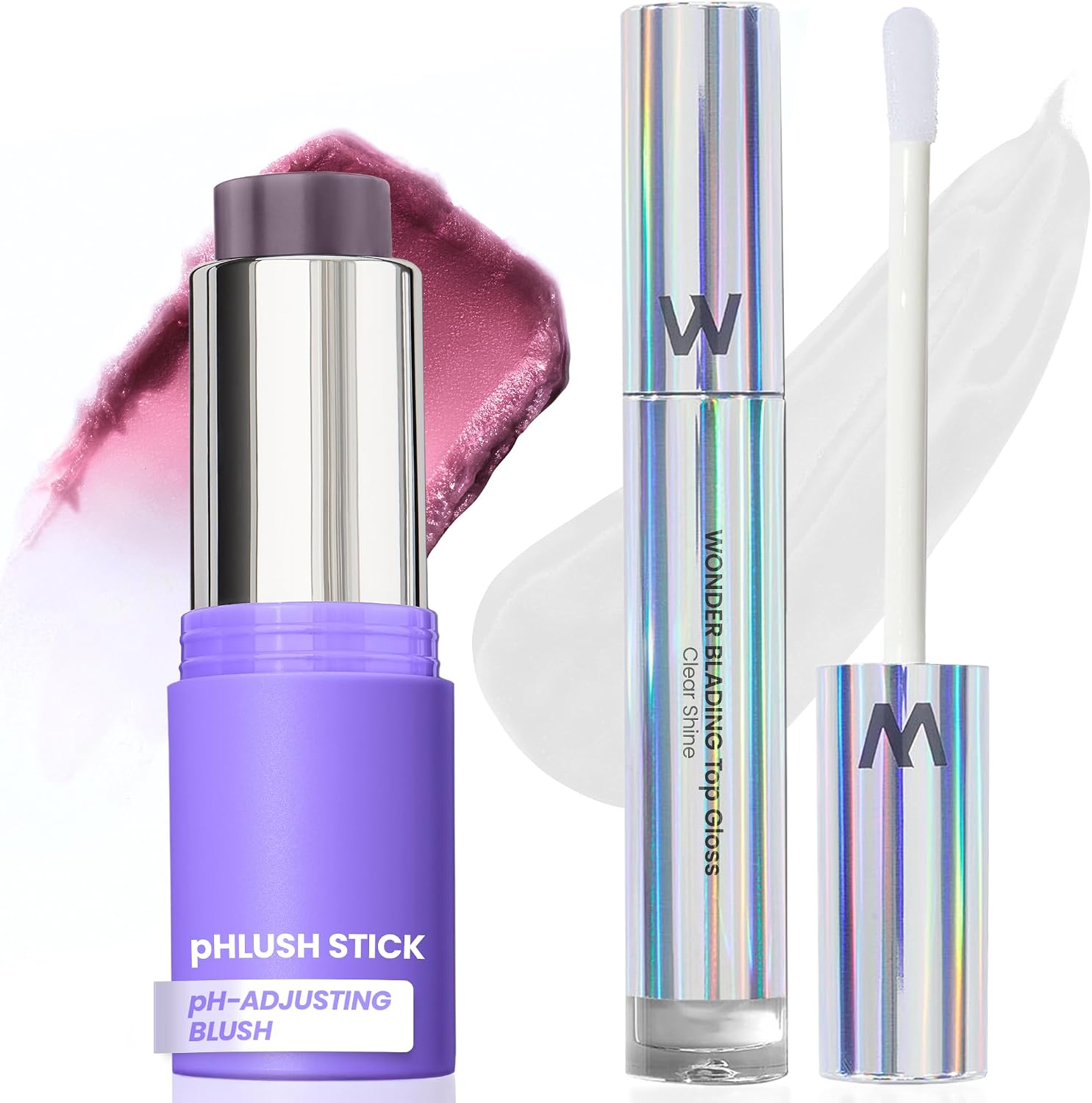Wonderskin Beauty Essentials Set front view with pHlush Stick and Top Gloss