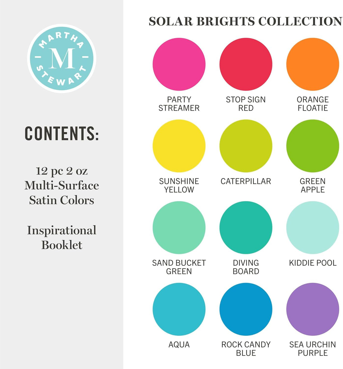 Martha Stewart acrylic craft paint color swatch display