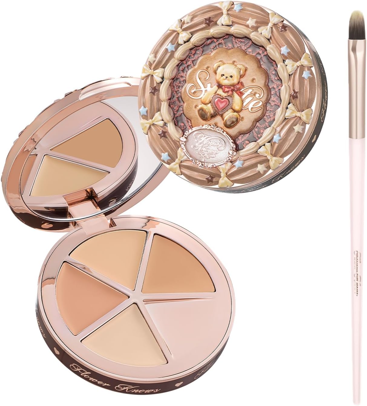 Flower Knows The Sweetie Bear 4-Color Concealer Palette+Concealer Brush - Image 1
