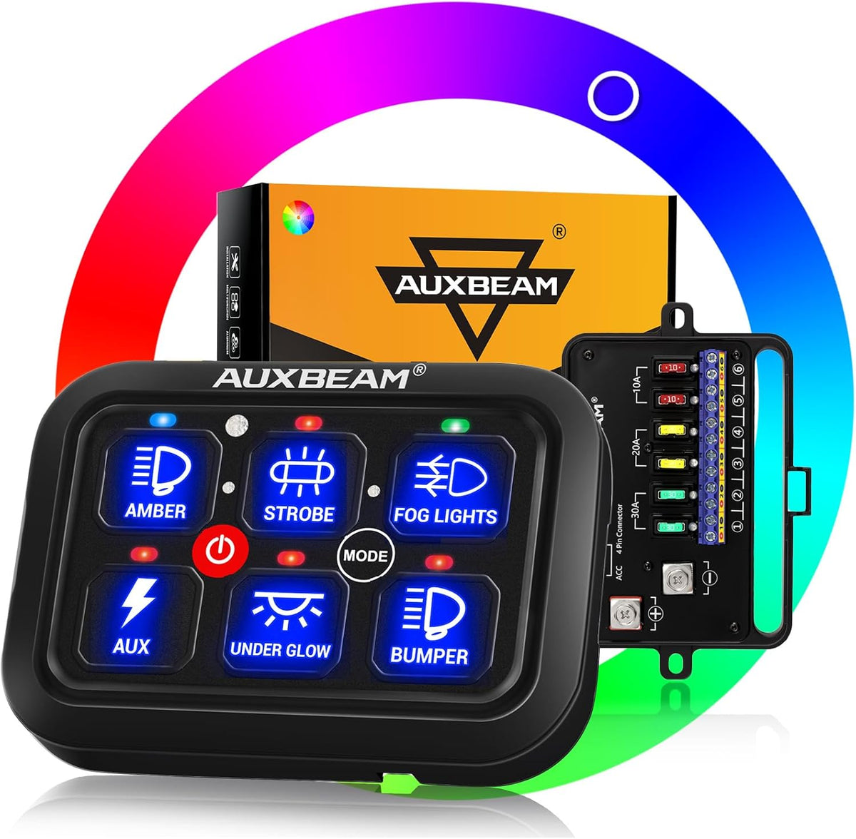 Auxbeam BB80 8 Gang Switch Panel for Truck Car RV Boat Golf Cart, 12-24V | Universal Circuit Control Relay System, Automatic Dimmable, On-Off LED Switch Control Panel, Waterproof, 3 Years Warranty - Image 9