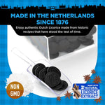Close up look at Gustaf's salty black licorice coins shaped like Euro currency.