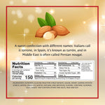 Authentic imported Italian soft almond candy bar by Sperlari close up.