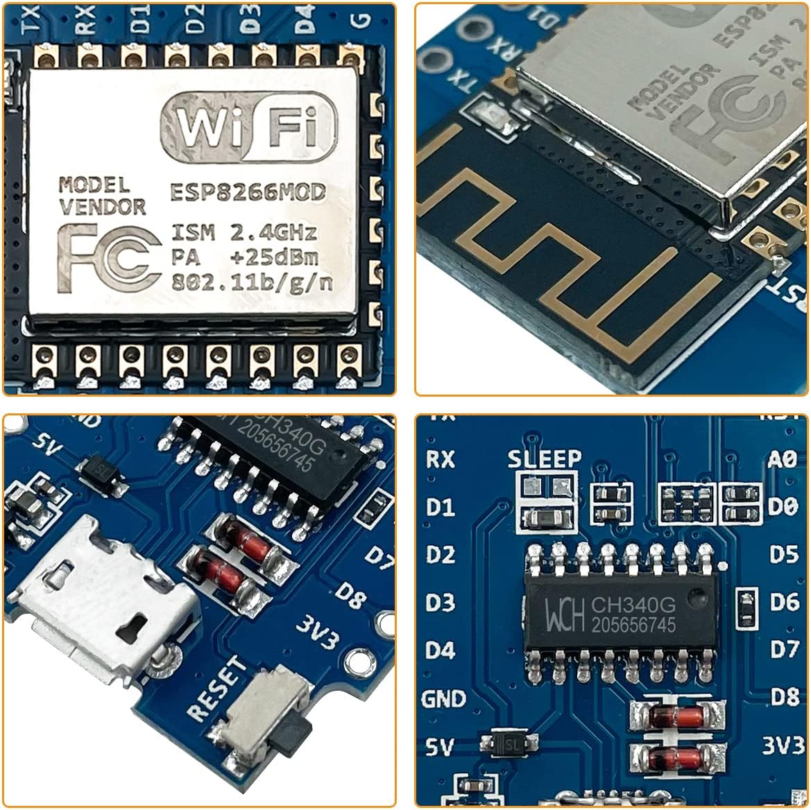 Hosyond D1 Mini development board USB port and pin layout