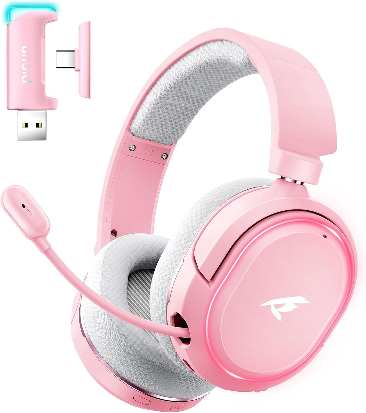 Wireless Gaming Headset, 7.1 Surround Sound, 2.4GHz USB Gaming Headphones with Bluetooth 5.4, 100H Battery, ENC Noise Canceling Mic, RGB Light, Wireless Headset for PC PS5 PS4 Mac Switch (Black-White) - Image 10