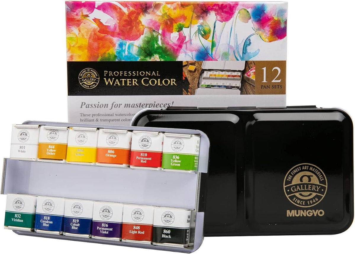 Mungyo Sargent Art Professional Watercolor Set front view tin case