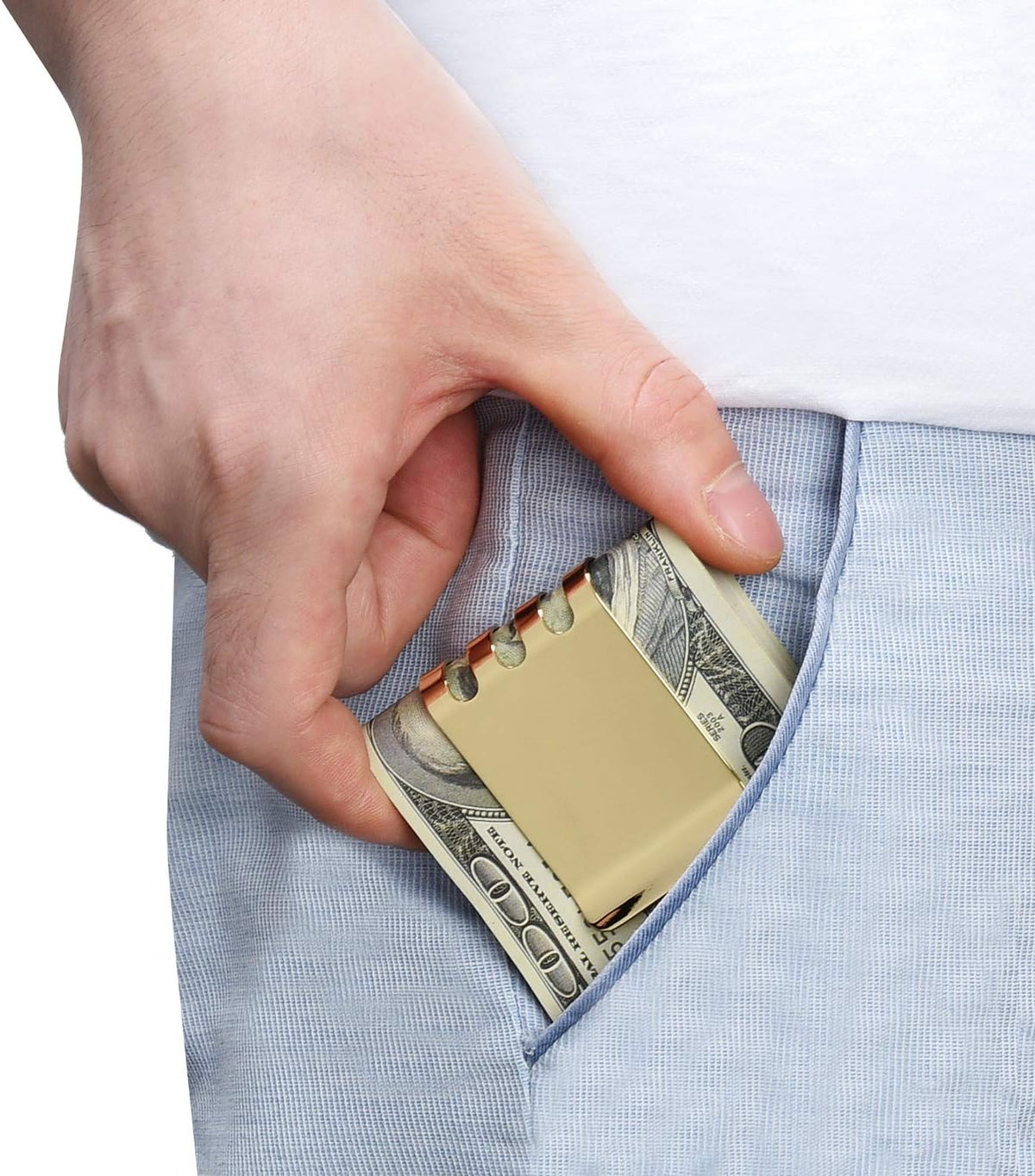 Lindenle spring steel wallet showing flexibility