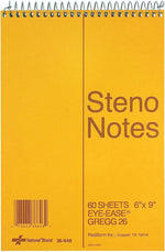 National steno notebook front view showing brown board cover and spiral binding.