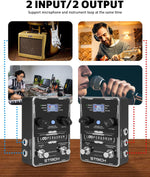 STRICH 2-in-1 guitar effects pedal positioned on a studio floor during a live performance setup