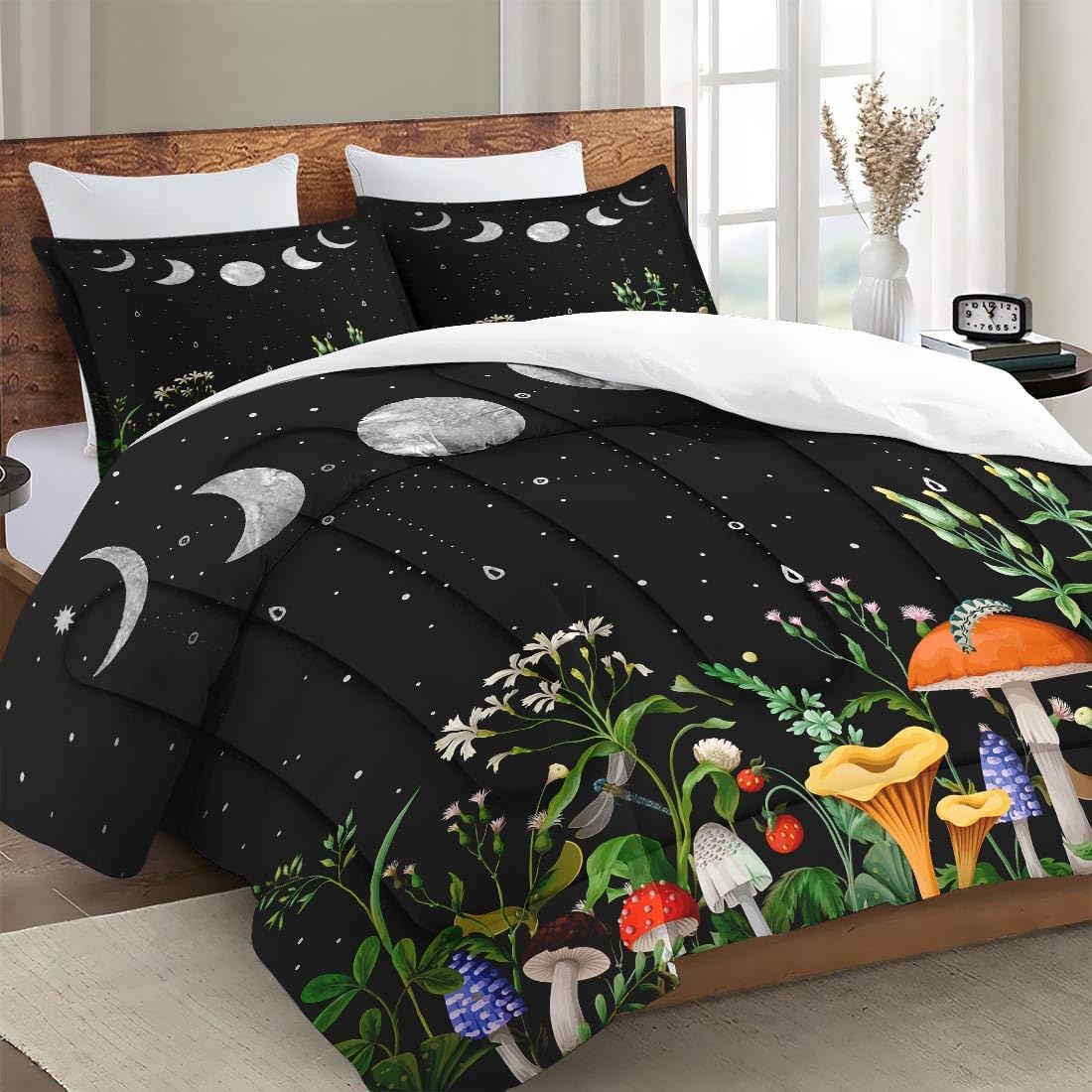 WeCozy celestial mushroom twin bed comforter with matching pillowcase