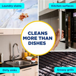 Dawn Powerwash spray being applied to greasy frying pan