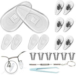 Techsuit eyeglass nose pads repair kit front view showing 6 pairs of silicone pads and micro screwdriver.
