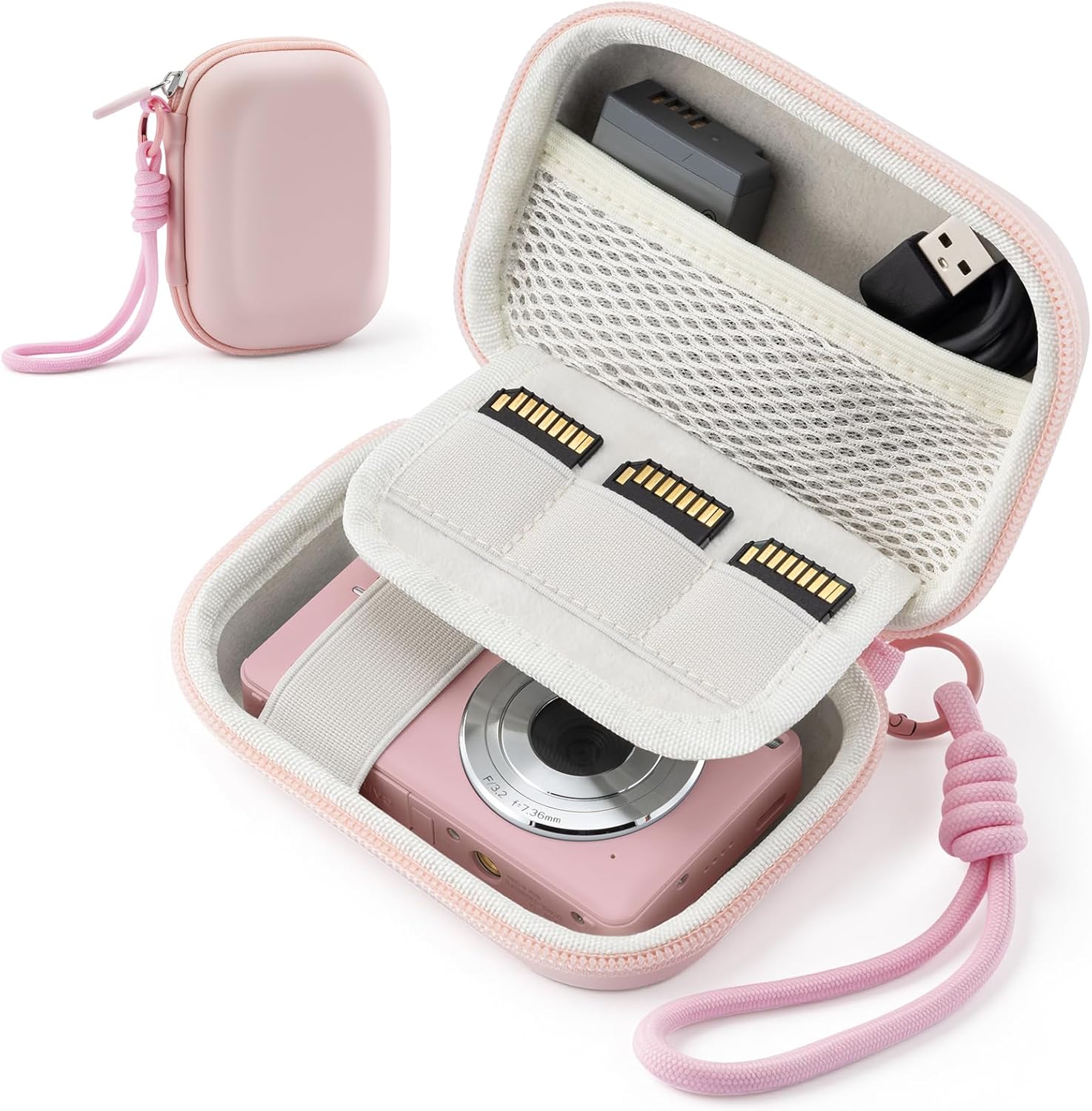 Tysorety hard shell digital camera case front view in pink