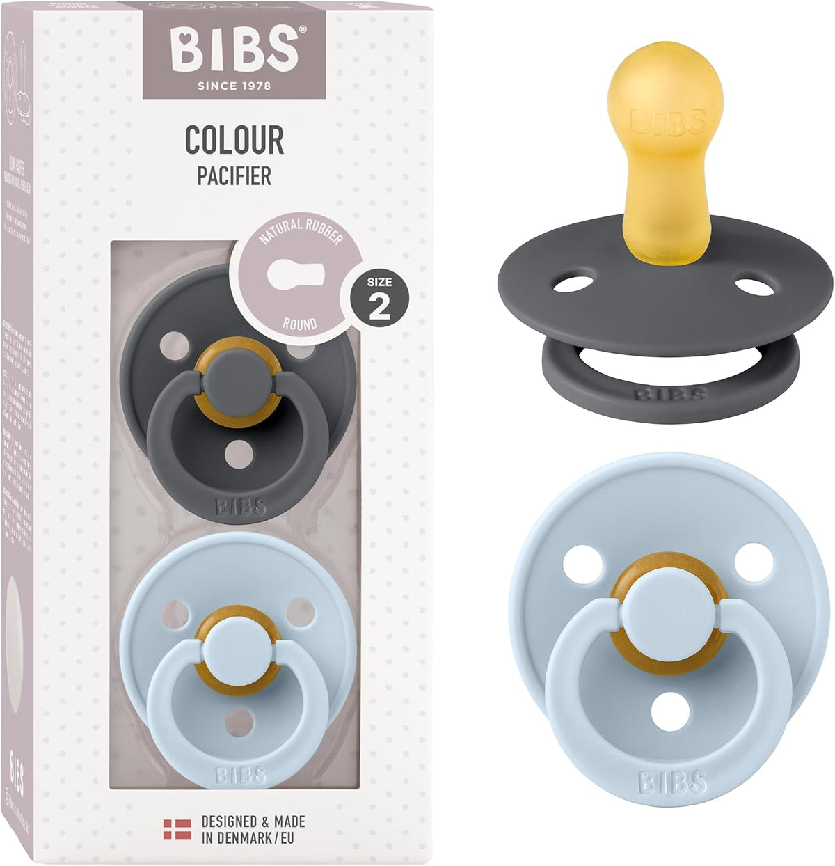 BIBS Pacifiers Colour Collection | Natural Rubber Baby Pacifier | Set of 2 BPA-Free Soothers | Made in Denmark | 18+ Months (Pack of 2) | Ivory - Image 13