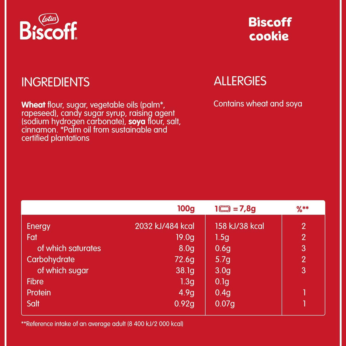 Biscoff Lotus Caramelised Biscuit 125g front view packaging