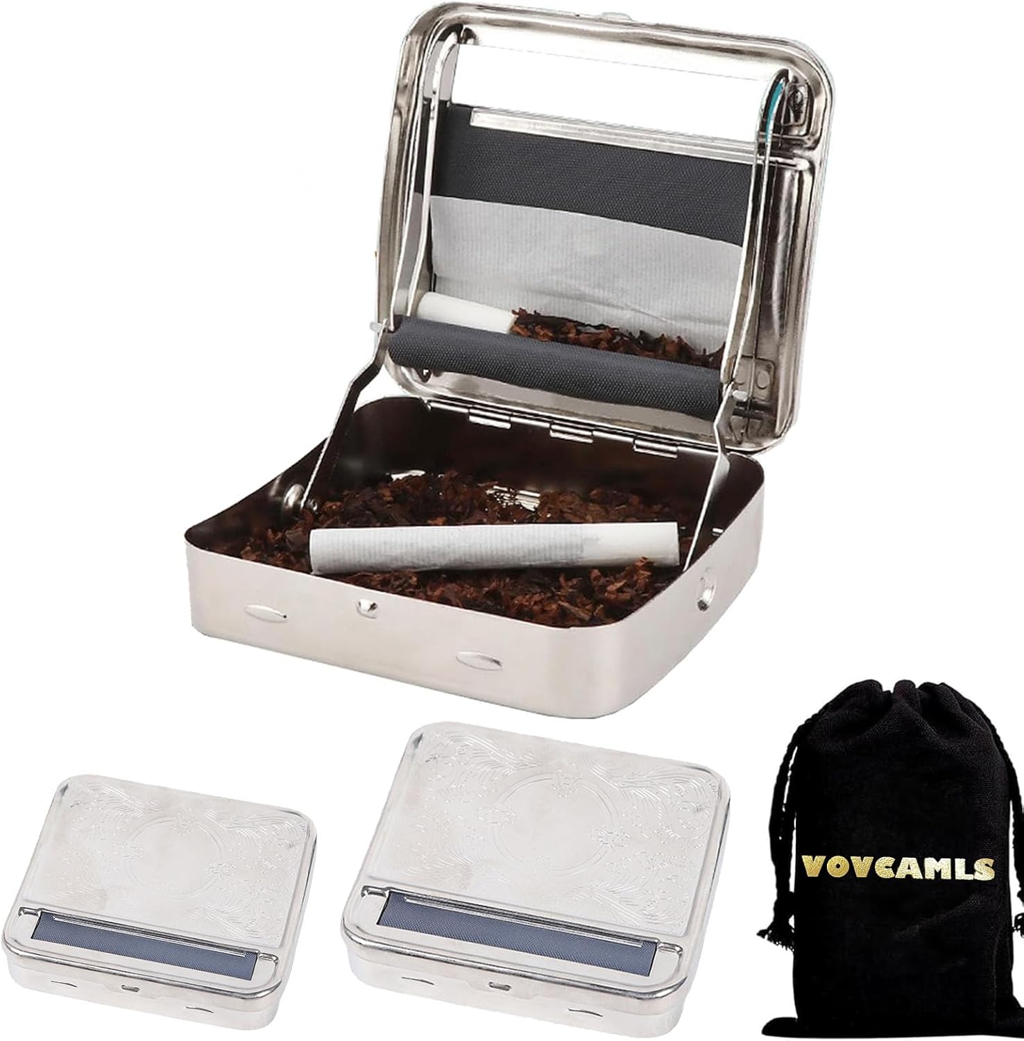 2 in1 Cigarette Maker, Rolling Machine Set: 78mm+110mm Manual Cigarette Maker Cigarette Accessories (Silver) - Image 1