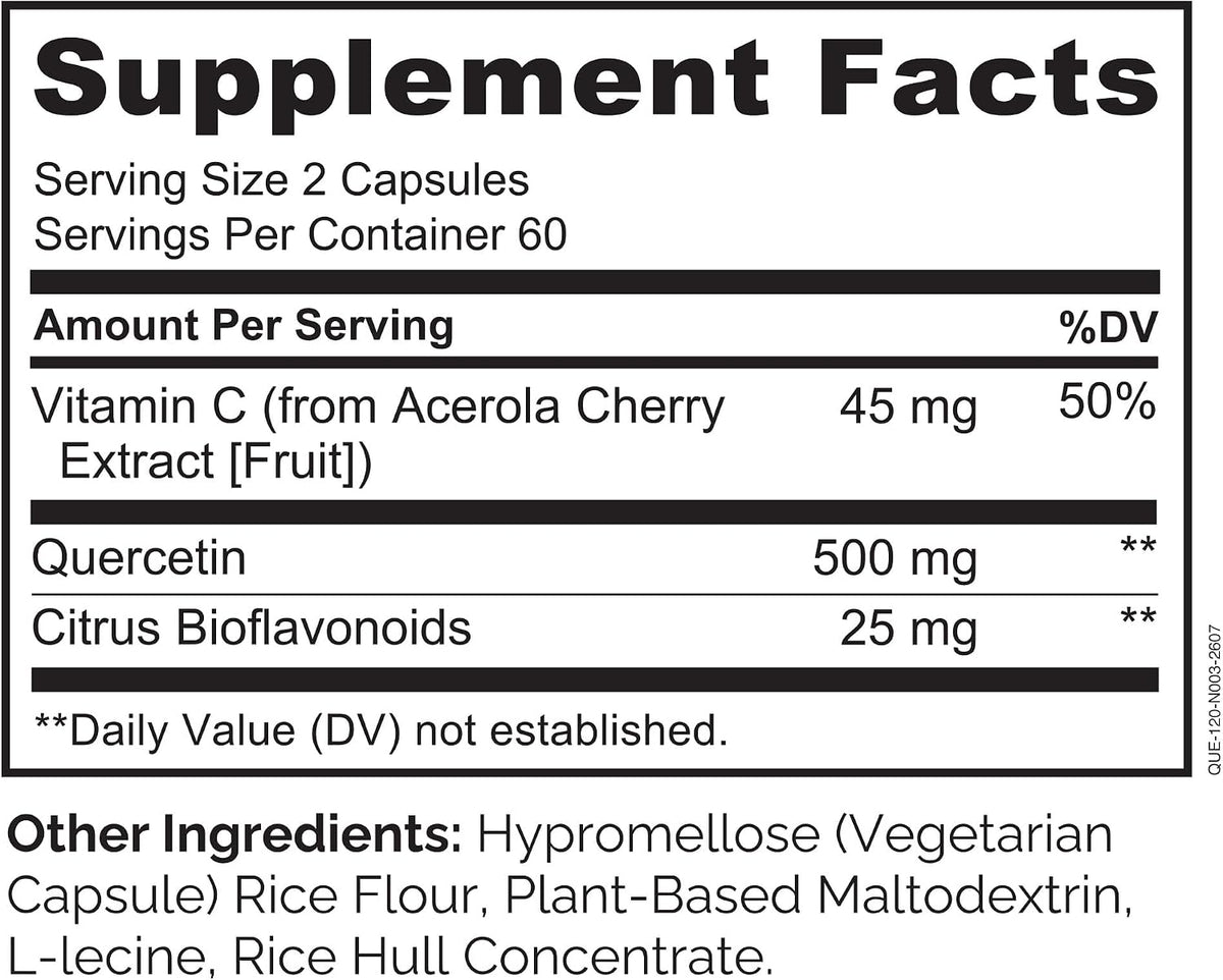 NATURELO Quercetin 120 count vegetarian capsules full view