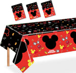 Nyhpar mouse party tablecloth pack front view featuring black and red design