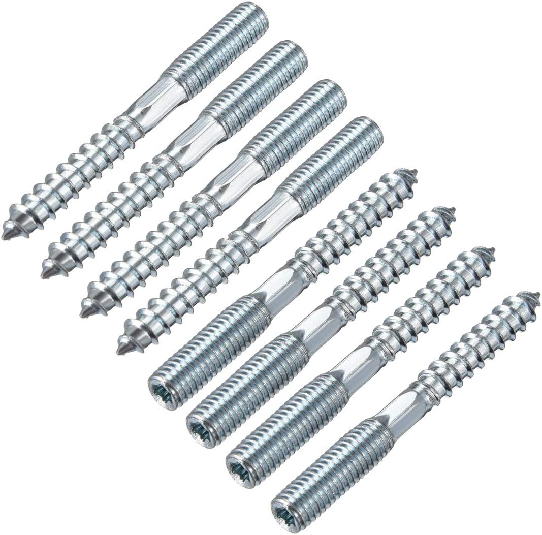 Uxcell M8 hanger bolts front view showing double-headed design