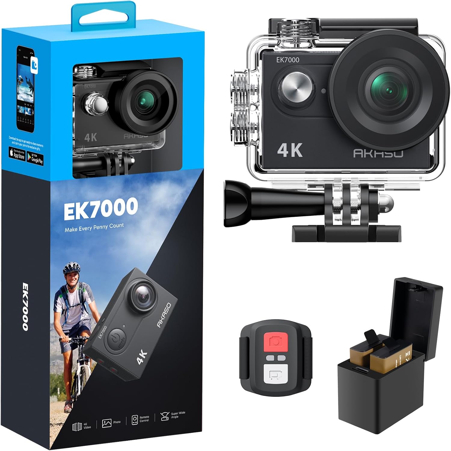 Akaso EK7000 4K action camera front view
