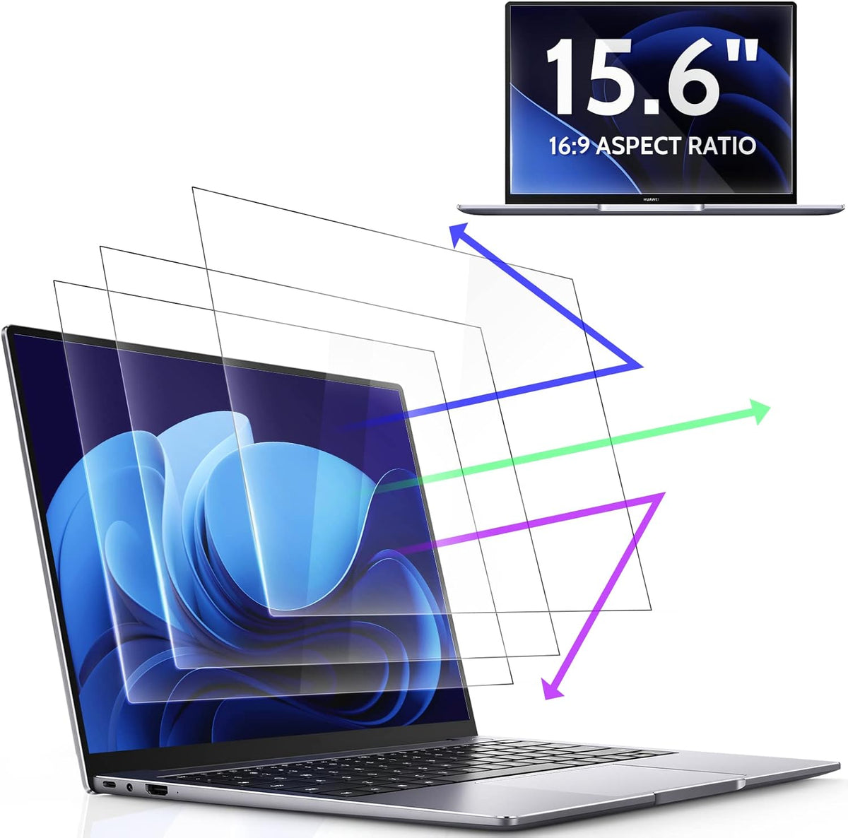 Peslv 15.6 inch anti blue light screen protector front view