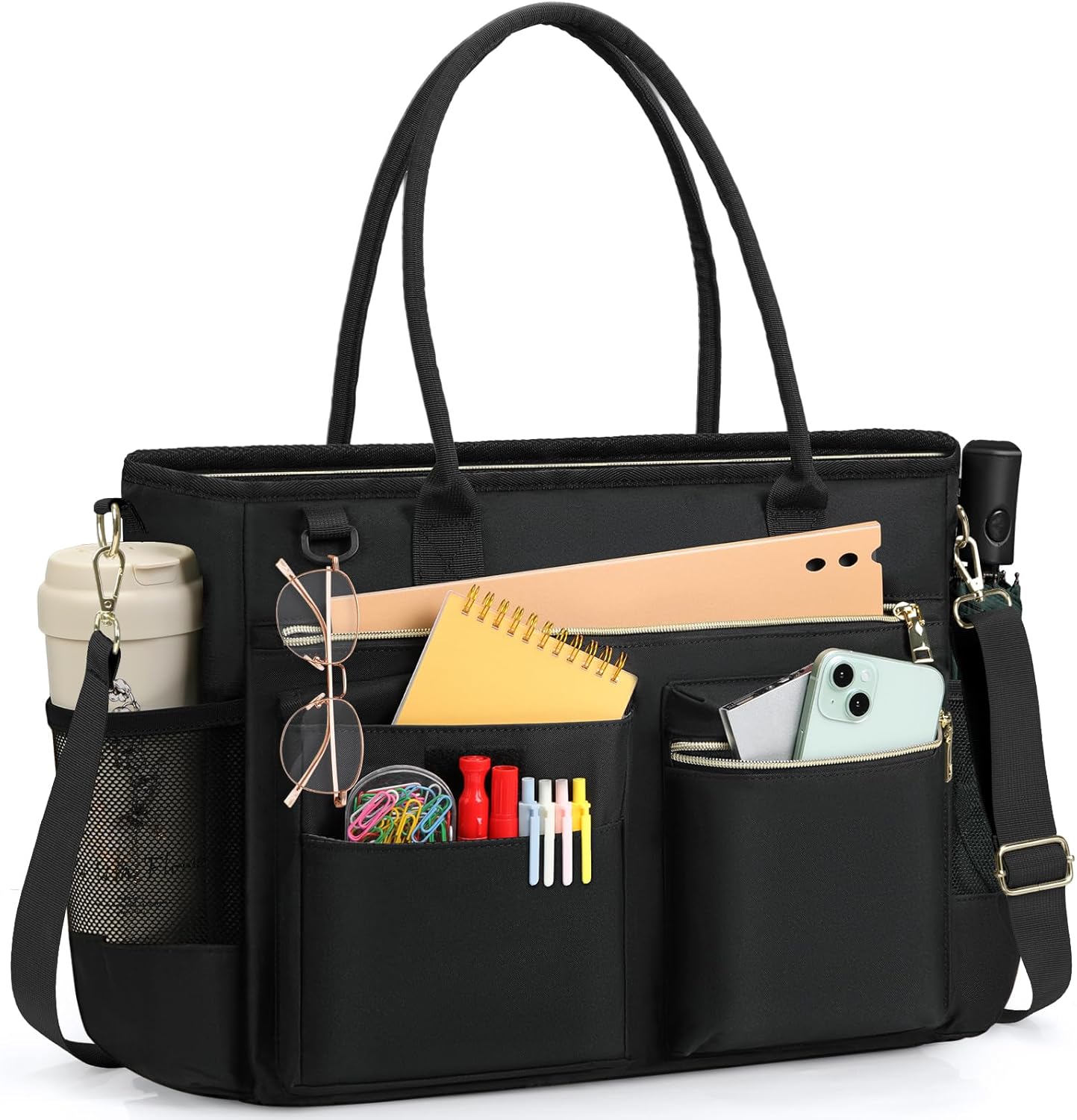 RAINSMORE professional laptop bag for women front view black