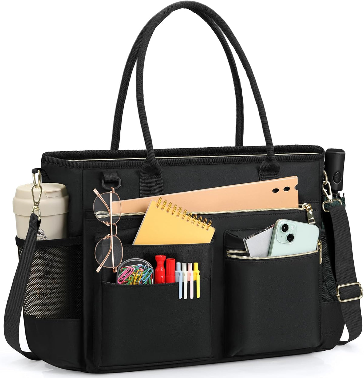 RAINSMORE professional laptop bag for women front view black