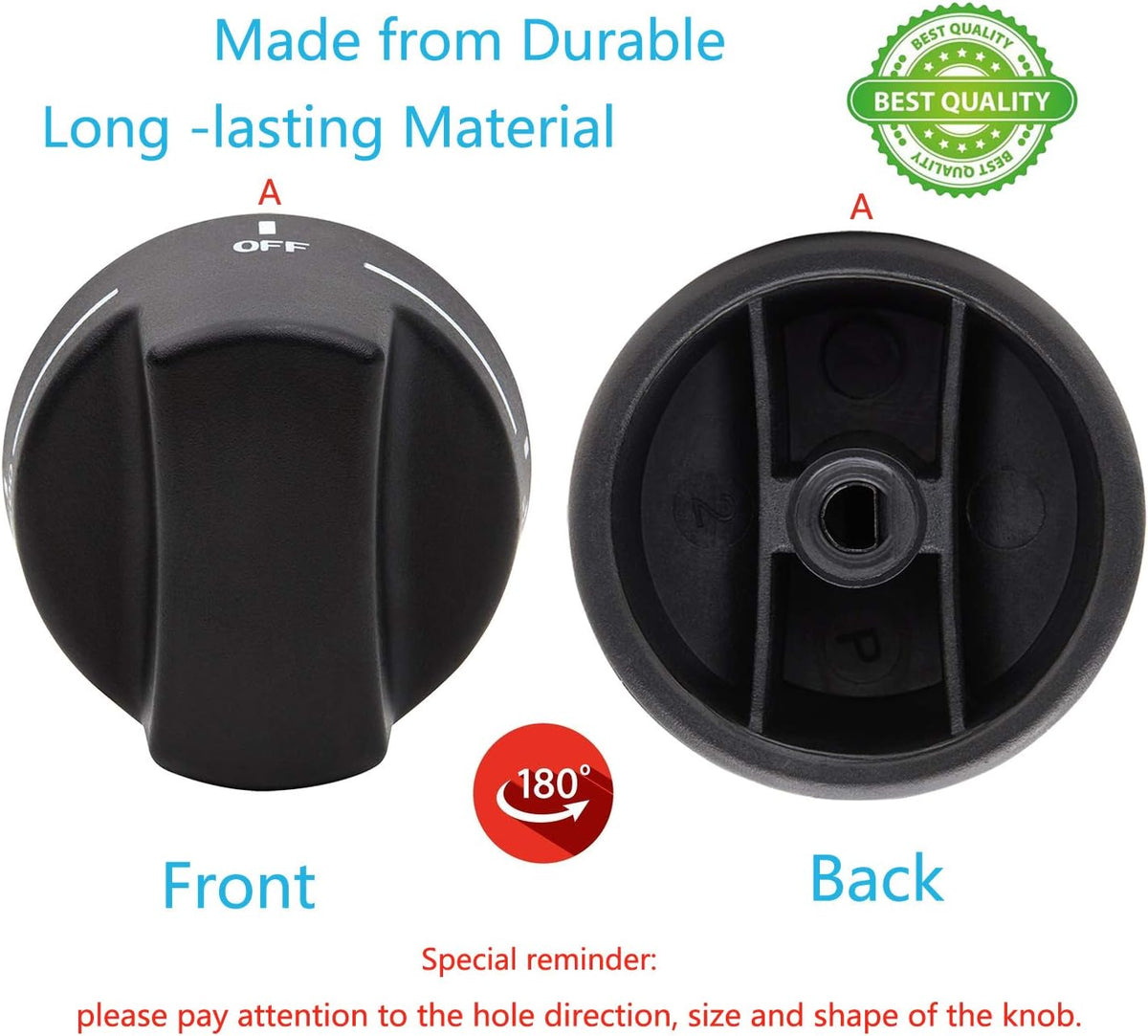 Black fireproof plastic Viking stove knob rear shaft opening