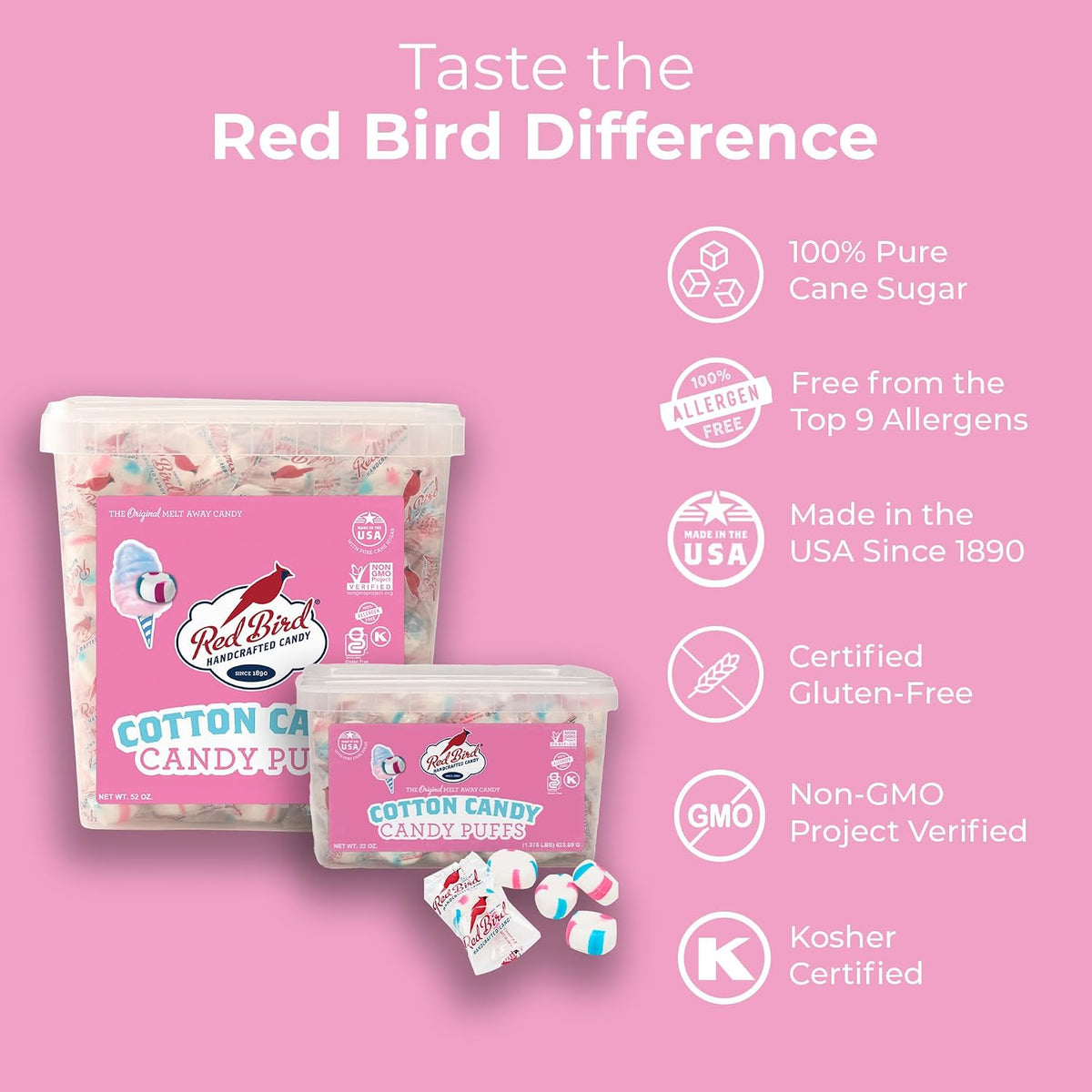 Gluten free Red Bird cotton candy mints bulk packaging
