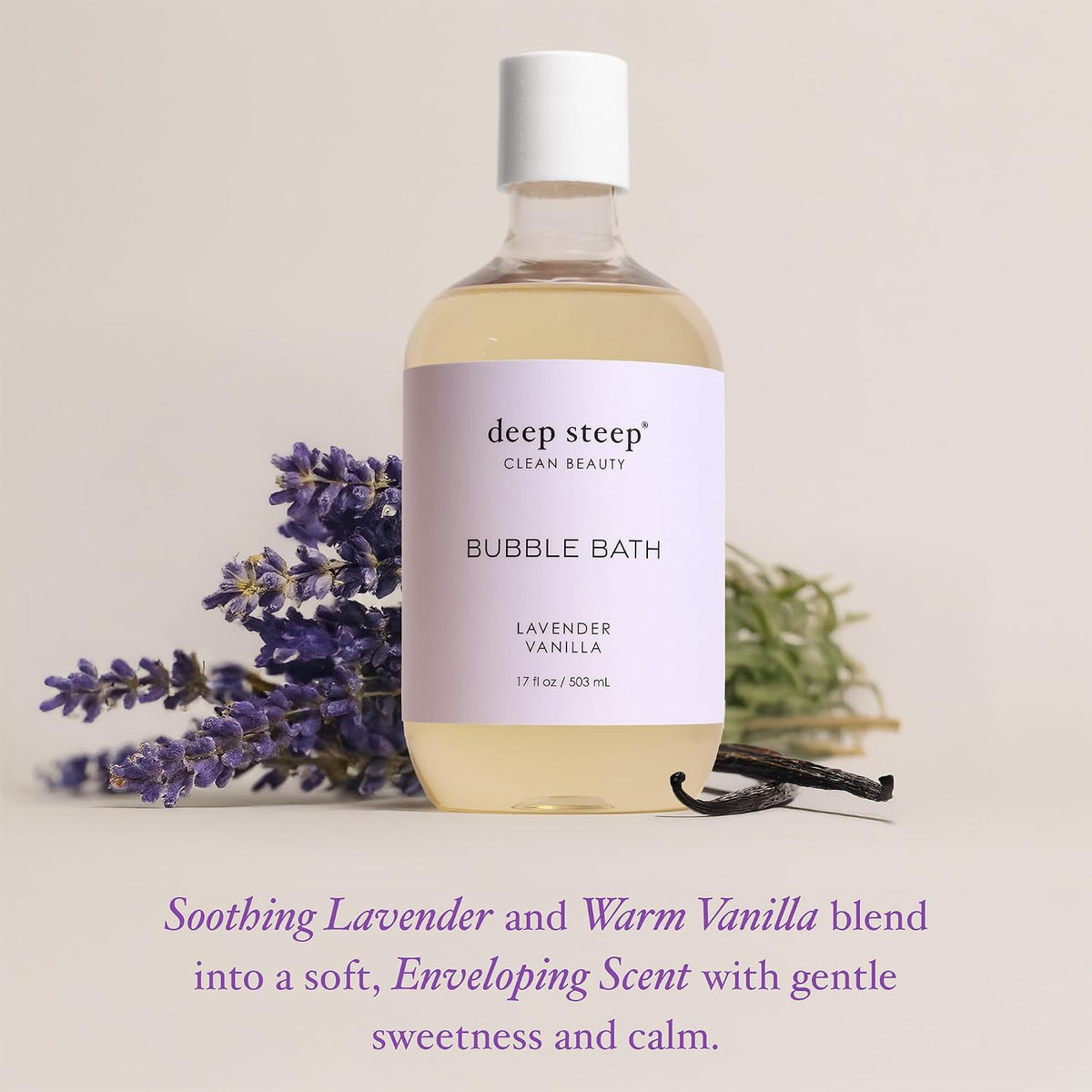 Deep Steep bubble bath pack of two bottles displayed together