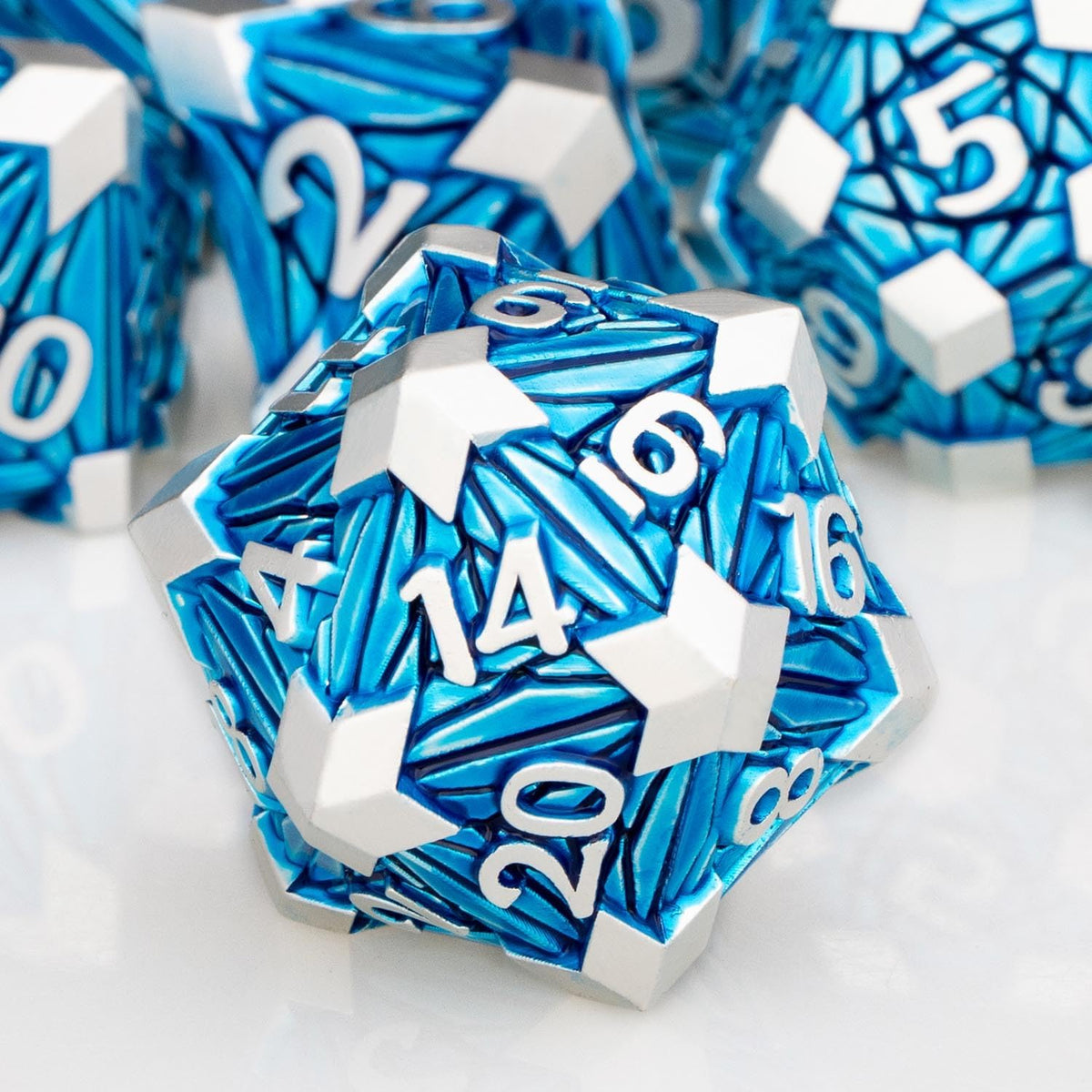 7PCS Metal DND Dice Set with Box, Debris RPG Green D and D Dice for use with D&D Tabletop Games Role Playing Game Polyhedral Dice Set D20 D12 D10 D8 D6 D4 - Image 10