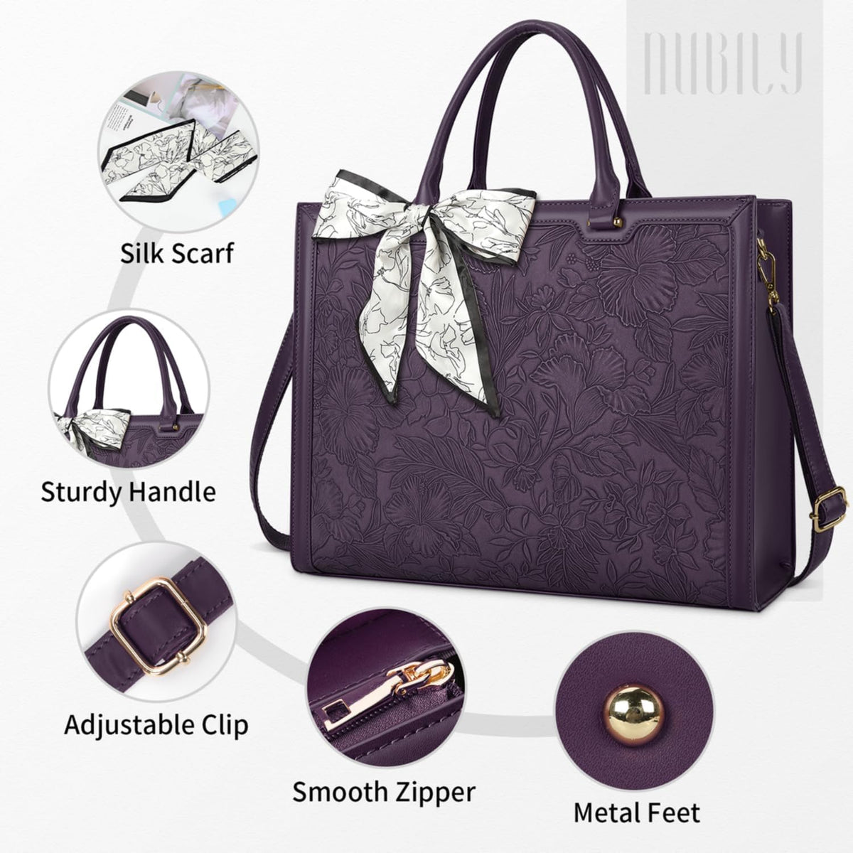 Nubily leather laptop bag interior compartment