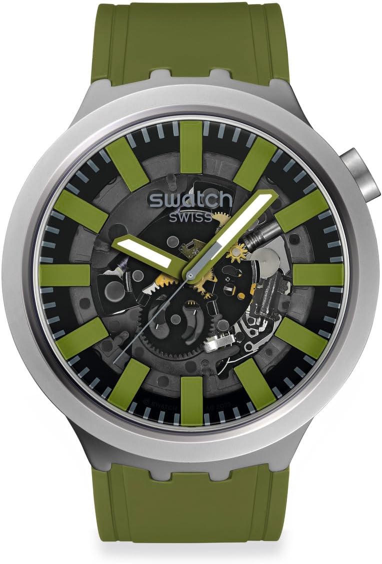 Swatch Big Bold Irony watch front view showing green dial