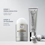 Close up view of RoC Derm Correxion Lip Volumizer silver tube showing the plumping treatment applicator tip