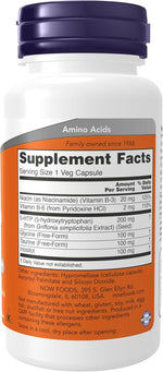 NOW Foods 5-HTP Double Strength 200 mg supplement label and ingredients list