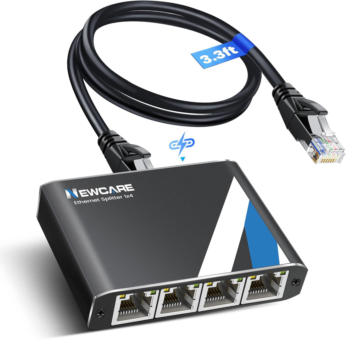 Newcare Gigabit Ethernet Splitter 1 to 4 ports front view