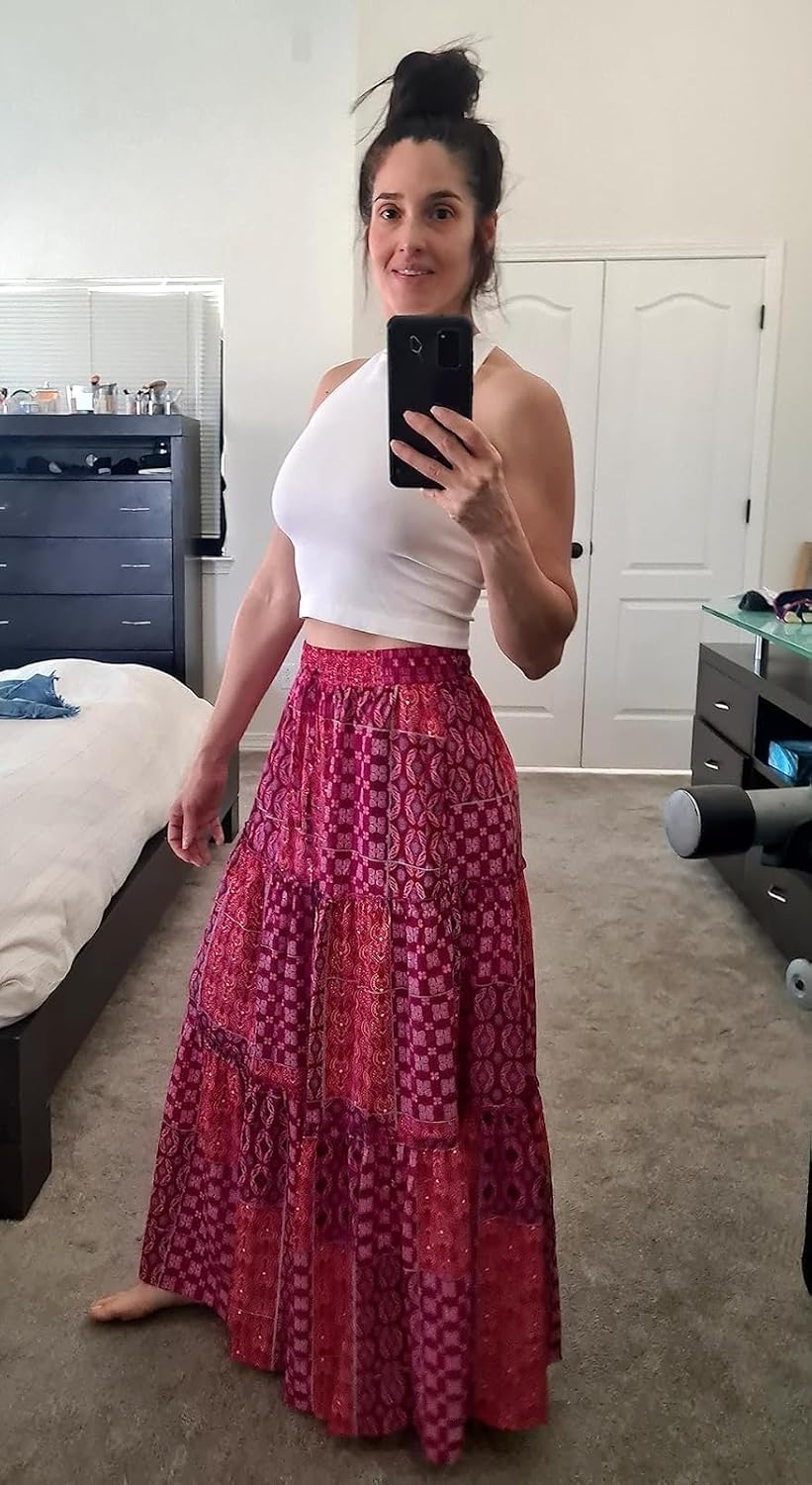 EARKOHA high waist tie maxi skirt back view silhouette