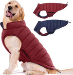 Lelepet Reversible Dog Coat Wine Red front view on a large dog