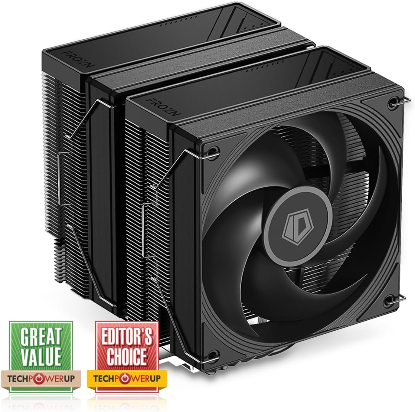 ID-COOLING FROZN A620 PRO SE dual tower air CPU cooler front view showing all-black finish.