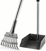 Pooper Scooper, Long Handle Dog Pooper Scooper for Medium Small Dogs Heavy Duty, Pet Supplies Stainless Metal Tray and Rake Set, Use on Grass, Dirt or Gravel - Image 9