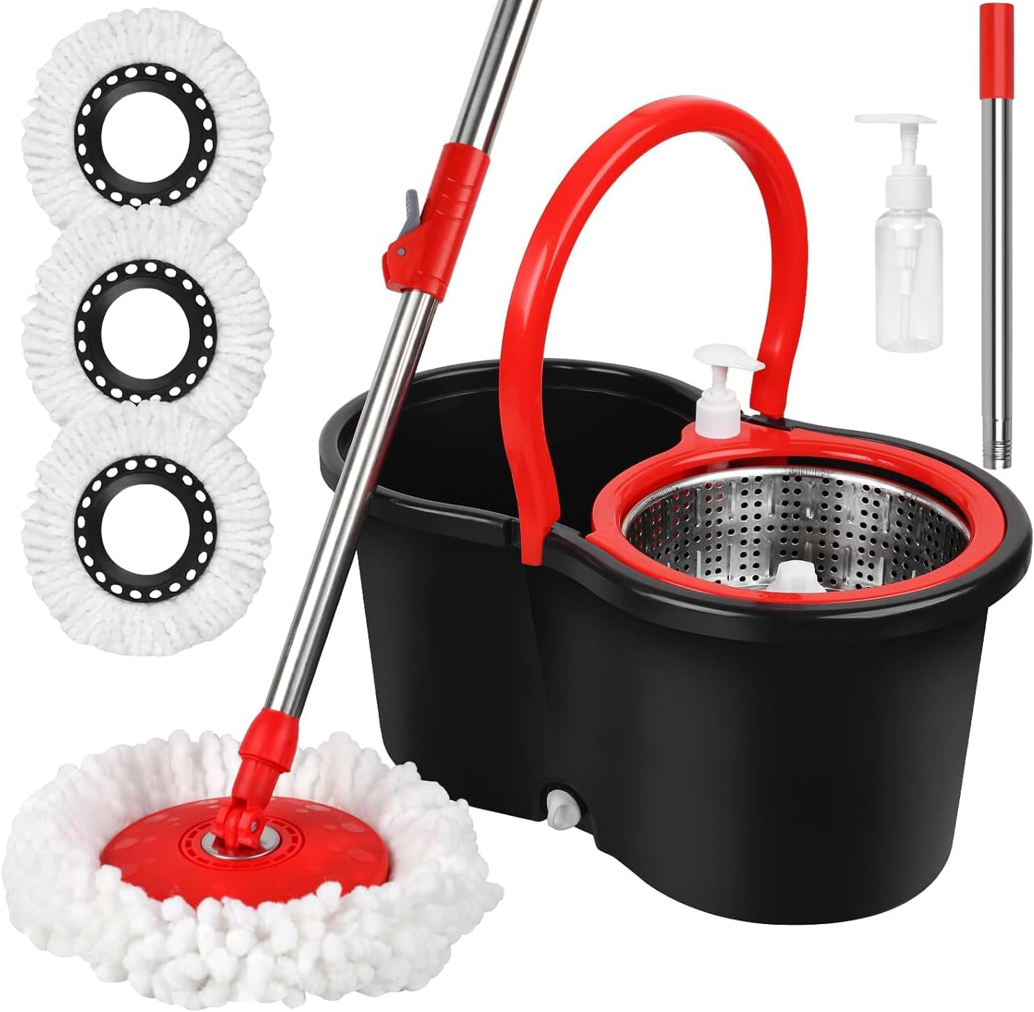 Roixeeds Spin Mop and Bucket with Wringer Set front view for home floor cleaning.