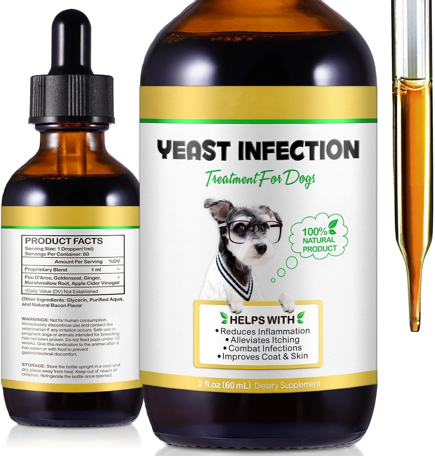 Daiasns yeast infection treatment for dogs liquid supplement front view