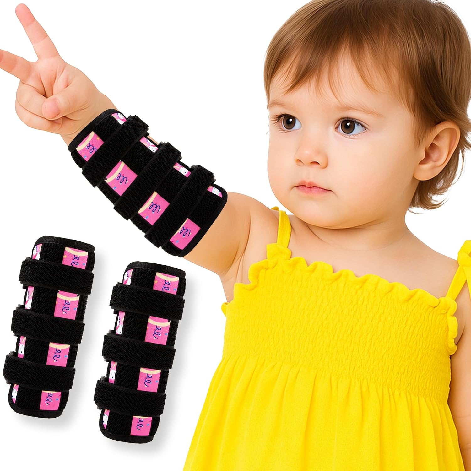 Jfhnmlw thumb sucking deterrent pink lamb guard front view